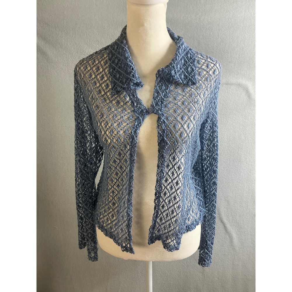 Younique Cardigan Women's Medium Crochet Button Front‎ Long Sleeve